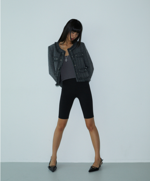 VOONT(ブント)の「Rivet Tweed Jacket (CHARCOAL)(その他アウター・レディース・チャコール・SMALL/MEDIUM)」の6枚目の写真