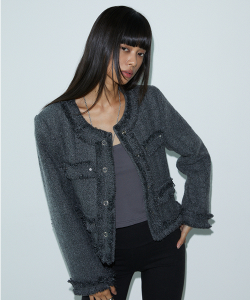 VOONT(ブント)の「Rivet Tweed Jacket (CHARCOAL)(その他アウター・レディース・チャコール・SMALL/MEDIUM)」の8枚目の写真
