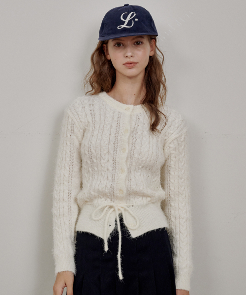 LOSSYROW（ロッシロー）の「Cable String Cardigan Ivory（カーディガン/ボレロ・レディース・アイボリー・FREE）」の3枚目の写真