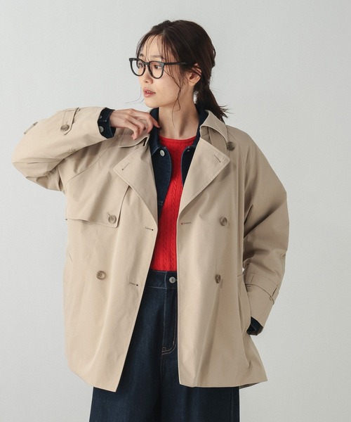 GLOBAL WORK（グローバルワーク）の「防風襟2WAYトレンチコート/601272（トレンチコート・レディース・グレイッシュベージュ/ベージュ/ネイビー・SMALL/MEDIUM/LARGE）」の7枚目の写真
