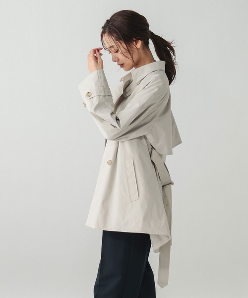 GLOBAL WORK（グローバルワーク）の「防風襟2WAYトレンチコート/601272（トレンチコート・レディース・グレイッシュベージュ/ベージュ/ネイビー・SMALL/MEDIUM/LARGE）」の11枚目の写真