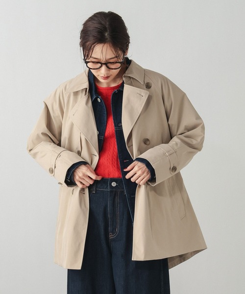 GLOBAL WORK（グローバルワーク）の「防風襟2WAYトレンチコート/601272（トレンチコート・レディース・グレイッシュベージュ/ベージュ/ネイビー・SMALL/MEDIUM/LARGE）」の6枚目の写真