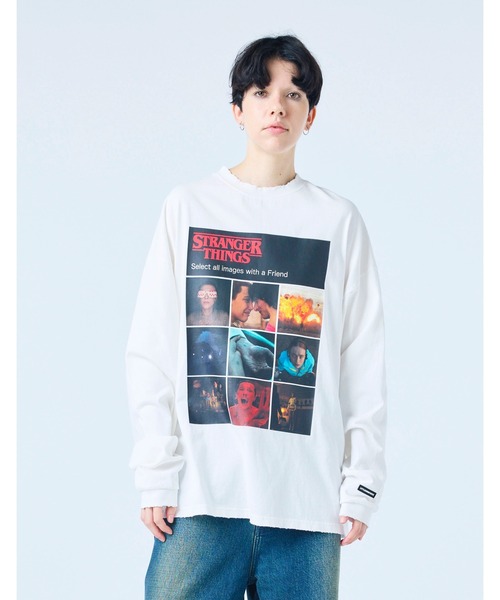 Little sunny bite(リトルサニーバイト)の「《Little sunny bite》stranger things x little sunny bite click verify long tee(Tシャツ/カットソー・レディース・ホワイト・MEDIUM/SMALL)」の1枚目の写真