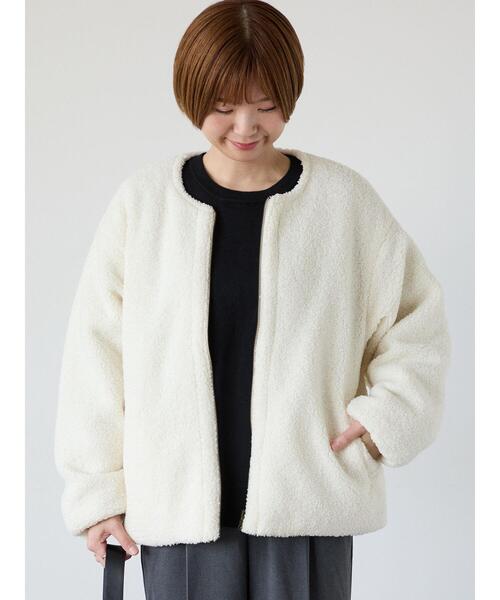 Lugnoncure（ルノンキュール）の「リバーシブルボアブルゾン（ブルゾン・レディース・オフホワイト/チャコールグレー/ベージュ/モカ・M/L）」の8枚目の写真