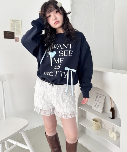 SOLLON.(ソルロン)の「フリフリレースショートパンツ(その他パンツ・レディース・ブラック/ホワイト・FREE)」の4枚目の写真