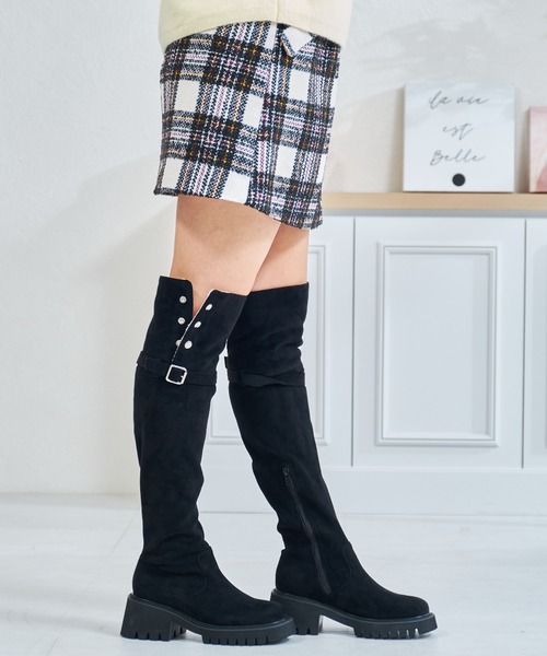 MISCH MASCH（ミッシュマッシュ）の「2025秋冬新作 一部店舗限定 ボア折り返しニーハイブーツ（ブーツ・レディース・ブラック・M/L）」の9枚目の写真