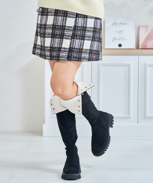 MISCH MASCH（ミッシュマッシュ）の「2025秋冬新作 一部店舗限定 ボア折り返しニーハイブーツ（ブーツ・レディース・ブラック・M/L）」の12枚目の写真