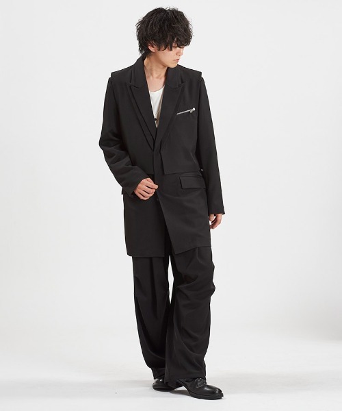 NO ID.(ノーアイディ)の「mj11345-ドッキングZIPチェスターJKT ジャケット(458006-396J)(テーラードジャケット・メンズ・グレー系その他/ブラック・2/1)」の3枚目の写真