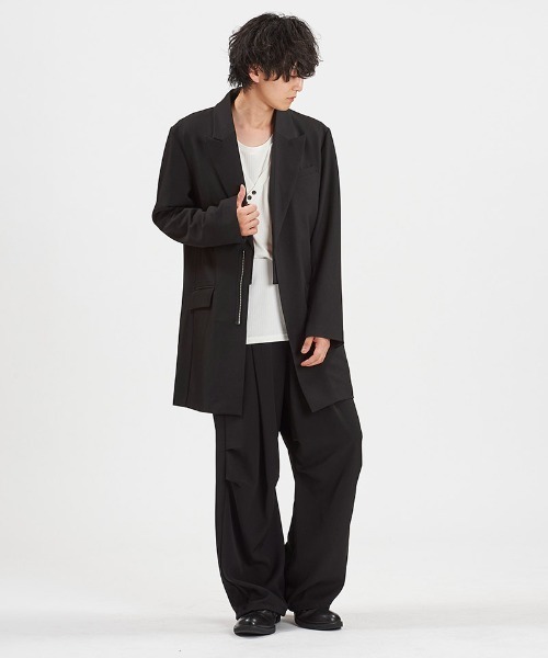 NO ID.(ノーアイディ)の「mj11345-ドッキングZIPチェスターJKT ジャケット(458006-396J)(テーラードジャケット・メンズ・グレー系その他/ブラック・2/1)」の5枚目の写真