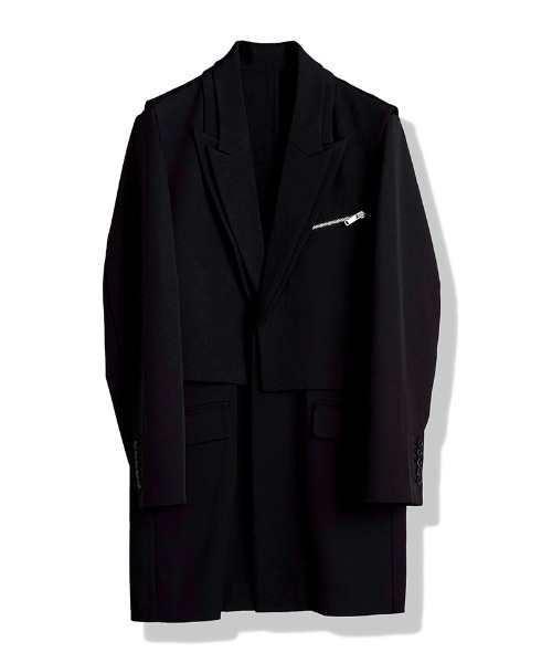 NO ID.(ノーアイディ)の「mj11345-ドッキングZIPチェスターJKT ジャケット(458006-396J)(テーラードジャケット・メンズ・グレー系その他/ブラック・2/1)」の6枚目の写真