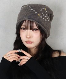 RiNc（リンク）の「【 BARELY BLUE / ベアリーブルー 】 スワール ライン ストーン ビーニー（キャップ）」