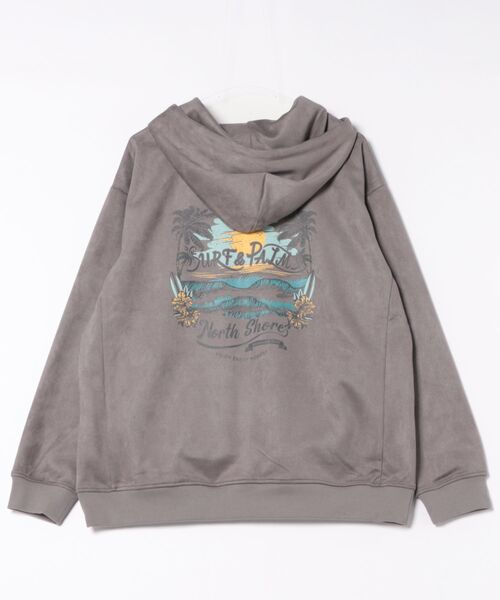 Kahiko(カヒコ)の「【Kahiko】SURF&Palms ソーヤーMEN'Sフードトップス(パーカー・メンズ・チャコール/ベージュ/ブルー・FREE)」の1枚目の写真