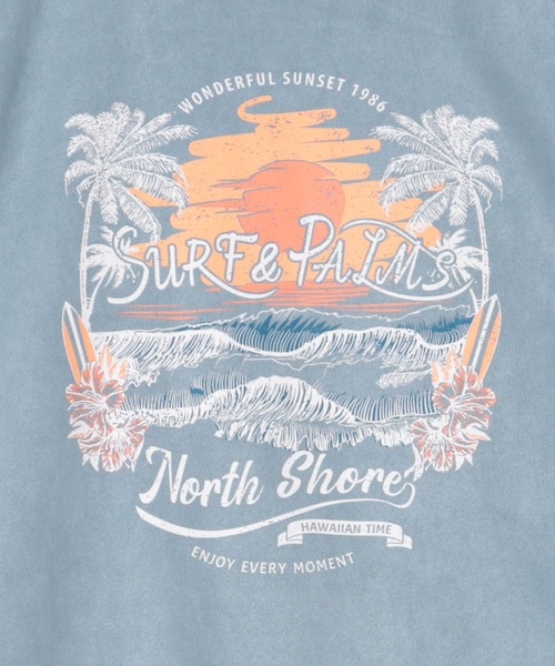 Kahiko(カヒコ)の「【Kahiko】SURF&Palms ソーヤーMEN'Sフードトップス(パーカー・メンズ・チャコール/ベージュ/ブルー・FREE)」の6枚目の写真
