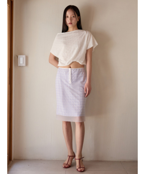 PEEP(ピープ)の「ウェットボタンミディマーメイドスカート_ラベンダーチェック(スカート・レディース・ラベンダー・SMALL/MEDIUM)」の2枚目の写真