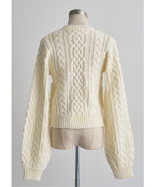 LUDICRUM(ルーディクルム)の「Cable knit wool top(ニット/セーター・レディース・オフホワイト/チャコールグレー/グリーン・FREE)」の7枚目の写真