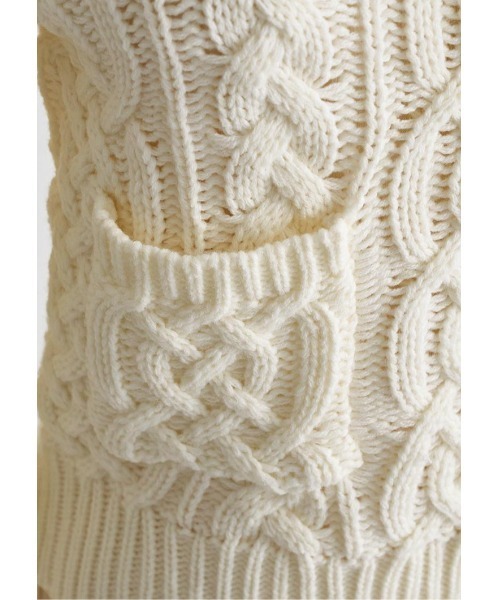 LUDICRUM(ルーディクルム)の「Cable knit wool top(ニット/セーター・レディース・オフホワイト/チャコールグレー/グリーン・FREE)」の8枚目の写真