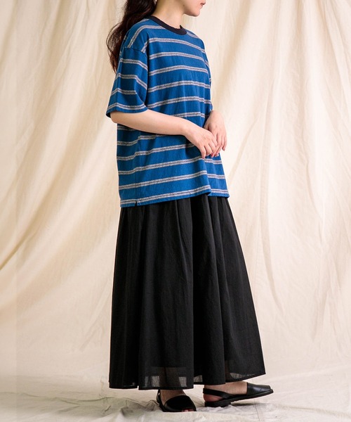 prit（プリット）の「[prit] リサイクルムラ糸天竺レトロボーダー クルーネックルーズTシャツ（Tシャツ/カットソー・レディース・ブルー系その他/ホワイト系その他・FREE）」の5枚目の写真