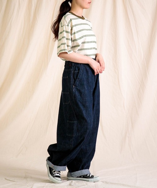 prit（プリット）の「[prit] リサイクルムラ糸天竺レトロボーダー クルーネックルーズTシャツ（Tシャツ/カットソー・レディース・ブルー系その他/ホワイト系その他・FREE）」の9枚目の写真
