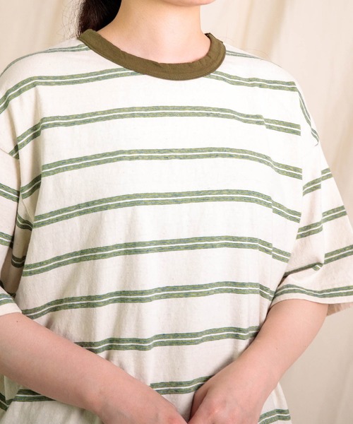 prit（プリット）の「[prit] リサイクルムラ糸天竺レトロボーダー クルーネックルーズTシャツ（Tシャツ/カットソー・レディース・ブルー系その他/ホワイト系その他・FREE）」の13枚目の写真