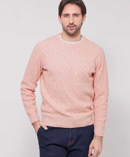 LEON掲載 Wool cotton base knit crew neck (шерстяной трикотажный свитер)