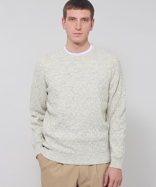 MACKINTOSH LONDON(マッキントッシュ ロンドン)の「【LEON掲載】ウールコットンバスケットクルーネックニット(ニット/セーター・メンズ・ライトブルー/ピンク/ライトグレー・L/M)」の1枚目の写真