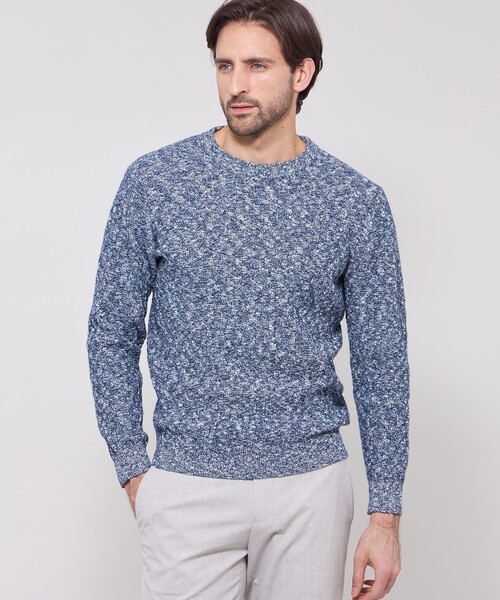 MACKINTOSH LONDON(マッキントッシュ ロンドン)の「【LEON掲載】ウールコットンバスケットクルーネックニット(ニット/セーター・メンズ・ライトブルー/ピンク/ライトグレー・L/M)」の2枚目の写真