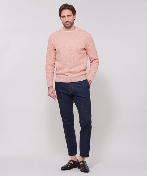 MACKINTOSH LONDON(マッキントッシュ ロンドン)の「【LEON掲載】ウールコットンバスケットクルーネックニット(ニット/セーター・メンズ・ライトブルー/ピンク/ライトグレー・L/M)」の5枚目の写真