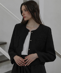 DEHEVE（デヘヴェ）の「Out Pocket Single Tweed Jacket [Black]（テーラードジャケット）」