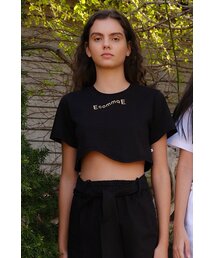 ECOMMAE（イコンマイ）の「WAVE CROPPED T-SHIRT (BLACK)（Tシャツ/カットソー）」