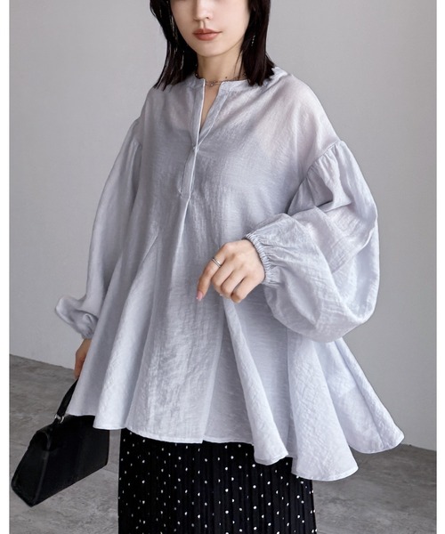 reca（レカ）の「シアーフレアブラウス（Tシャツ/カットソー・レディース・オフホワイト/ブラック/サックスブルー・M）」の3枚目の写真