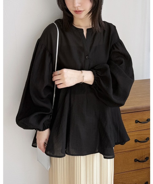 reca（レカ）の「シアーフレアブラウス（Tシャツ/カットソー・レディース・オフホワイト/ブラック/サックスブルー・M）」の2枚目の写真