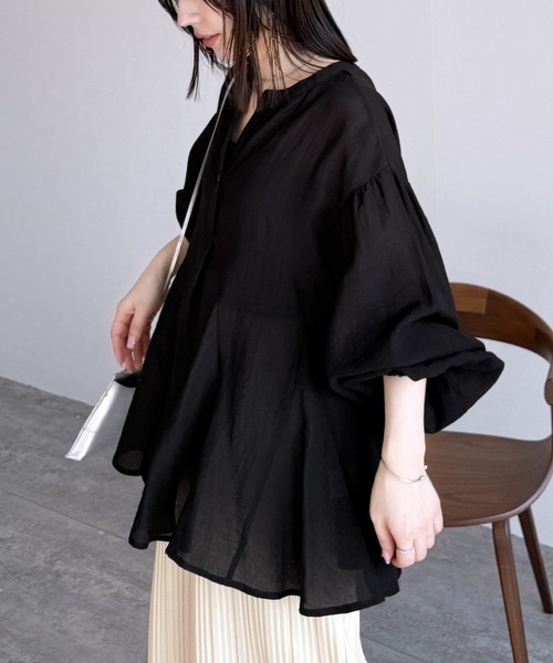 reca（レカ）の「シアーフレアブラウス（Tシャツ/カットソー・レディース・オフホワイト/ブラック/サックスブルー・M）」の8枚目の写真