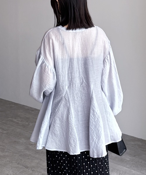 reca（レカ）の「シアーフレアブラウス（Tシャツ/カットソー・レディース・オフホワイト/ブラック/サックスブルー・M）」の12枚目の写真