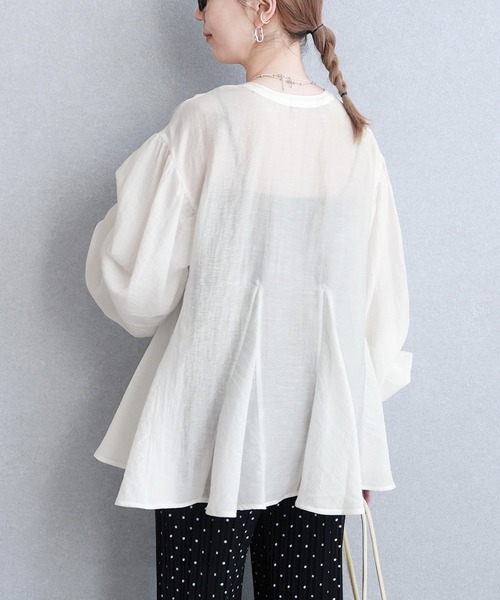 reca（レカ）の「シアーフレアブラウス（Tシャツ/カットソー・レディース・オフホワイト/ブラック/サックスブルー・M）」の18枚目の写真