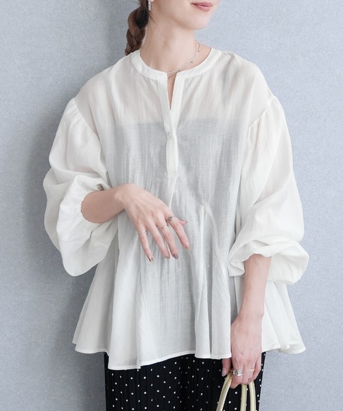 reca（レカ）の「シアーフレアブラウス（Tシャツ/カットソー・レディース・オフホワイト/ブラック/サックスブルー・M）」の14枚目の写真