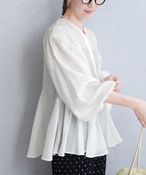 reca（レカ）の「シアーフレアブラウス（Tシャツ/カットソー・レディース・オフホワイト/ブラック/サックスブルー・M）」の17枚目の写真