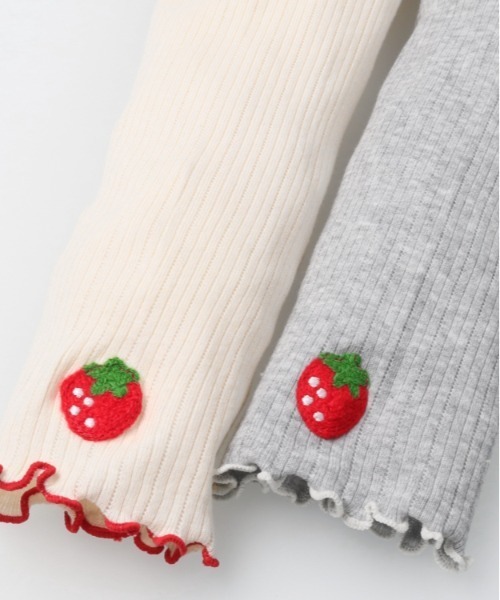 Moujonjon（ムージョンジョン）の「いちご刺繍ロングレギンス（その他パンツ・キッズ・オフホワイト/グレー・80/90/100/110/120/130）」の8枚目の写真