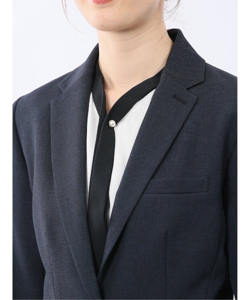 m.f.editorial（エムエフエディトリアル）の「【ストレッチ ウォッシャブル イージーケア】m.f.エディトリアル レディース 1ボタン ジャケット + テーパード パンツ ビジネス セットアップ スーツ 紺（スーツセット・レディース・ネイビー・S/MEDIUM/LARGE/X-LARGE）」の8枚目の写真