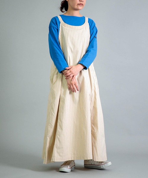 OMNIGOD（オムニゴッド）の「[OMNIGOD womens / オムニゴッド] ピンストライプオックスフォード スリーブレスドレス（ジャンパースカート・レディース・アイボリー・FREE）」の3枚目の写真