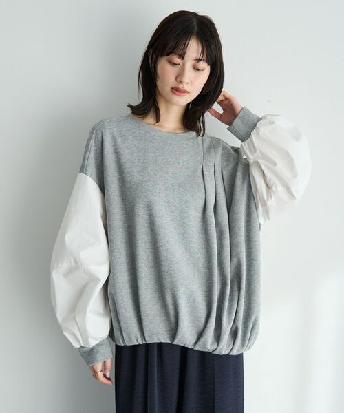 Editt by YECCA VECCA（エディットバイイェッカヴェッカ）の「アシメバルーンプルオーバー（Tシャツ/カットソー・レディース・グレー/ネイビー・FREE）」の3枚目の写真