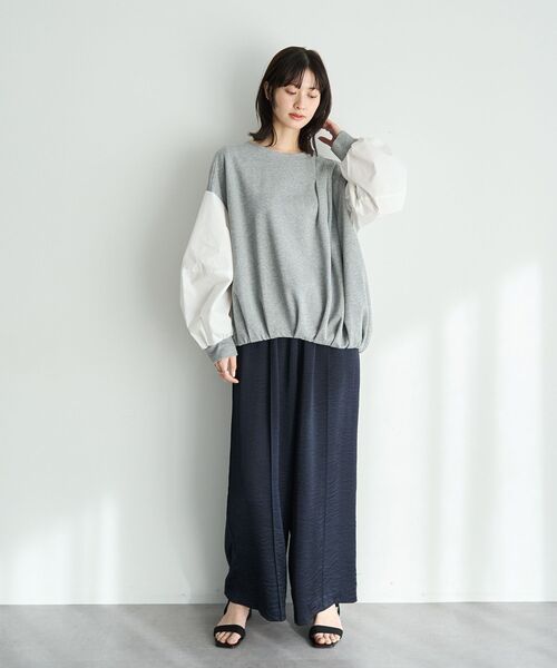 Editt by YECCA VECCA（エディットバイイェッカヴェッカ）の「アシメバルーンプルオーバー（Tシャツ/カットソー・レディース・グレー/ネイビー・FREE）」の8枚目の写真