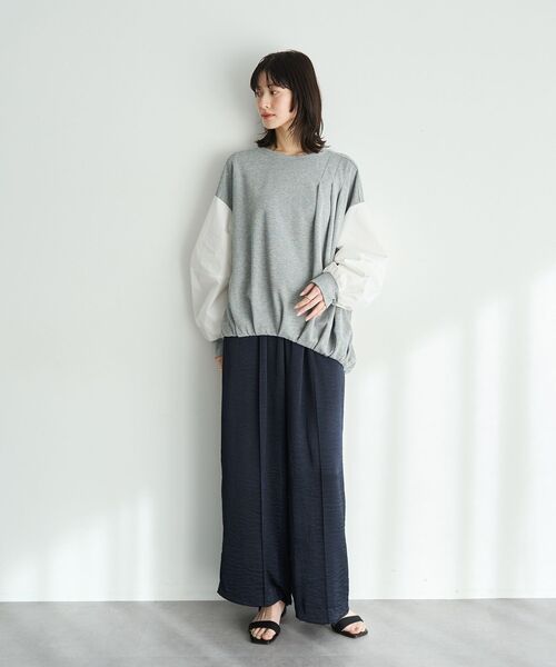 Editt by YECCA VECCA（エディットバイイェッカヴェッカ）の「アシメバルーンプルオーバー（Tシャツ/カットソー・レディース・グレー/ネイビー・FREE）」の9枚目の写真