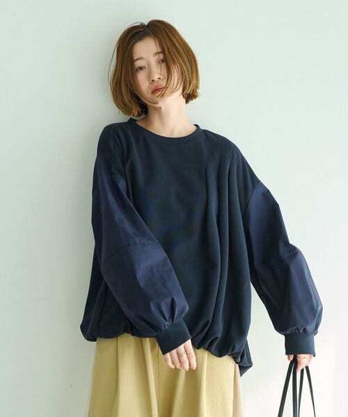 Editt by YECCA VECCA（エディットバイイェッカヴェッカ）の「アシメバルーンプルオーバー（Tシャツ/カットソー・レディース・グレー/ネイビー・FREE）」の12枚目の写真