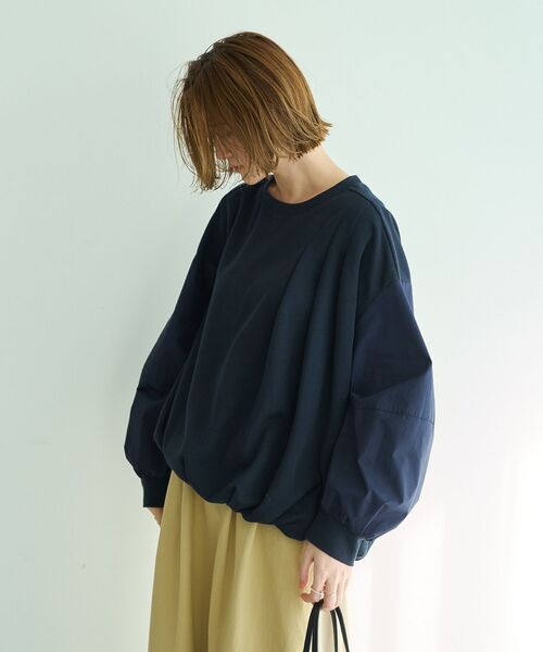 Editt by YECCA VECCA（エディットバイイェッカヴェッカ）の「アシメバルーンプルオーバー（Tシャツ/カットソー・レディース・グレー/ネイビー・FREE）」の13枚目の写真