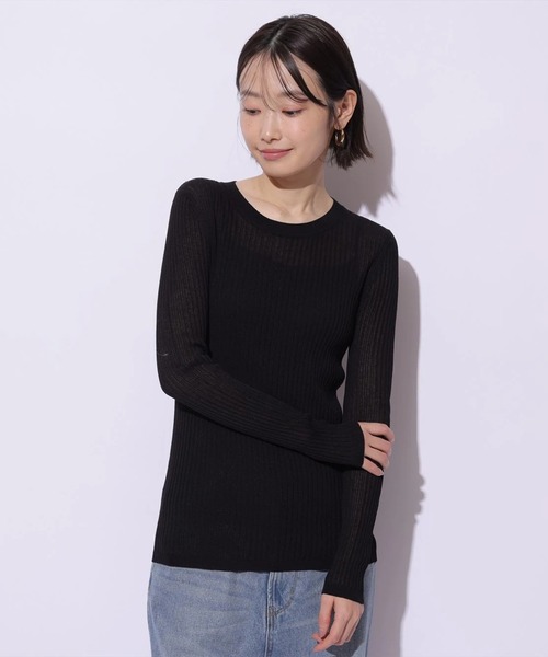 Mystrada（マイストラーダ）の「シアークルーネックニット（ニット/セーター・レディース・ブラック/ホワイト・38）」の5枚目の写真