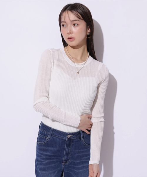Mystrada（マイストラーダ）の「シアークルーネックニット（ニット/セーター・レディース・ブラック/ホワイト・38）」の9枚目の写真