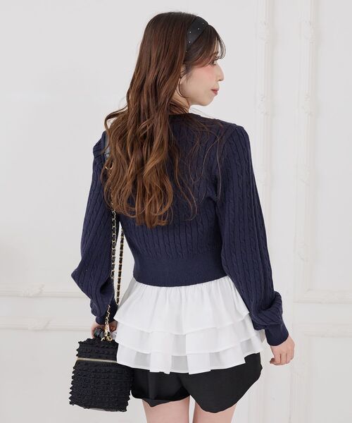 MAJESTIC LEGON（マジェスティックレゴン）の「ゴールドボタンケーブルニットカーデ（カーディガン/ボレロ・レディース・アイボリー/ネイビー/ピンク/レッド・MEDIUM）」の10枚目の写真