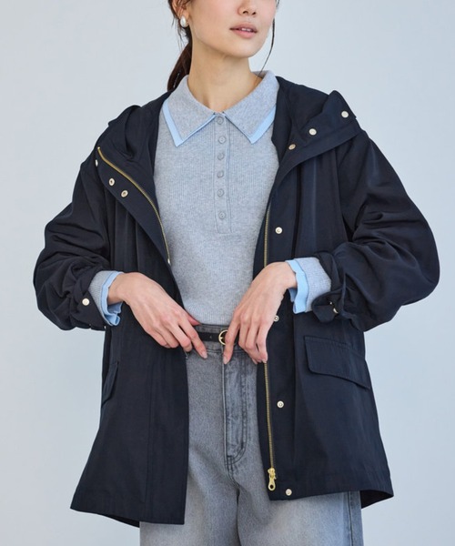 ROPE' PICNIC（ロペピクニック）の「ミドル丈マウンテンパーカー スプリングコート/花粉ガード・撥水（マウンテンパーカー・レディース・ダークブラウン/ライトグレー/チャコールグレー/ネイビー・FREE）」の4枚目の写真