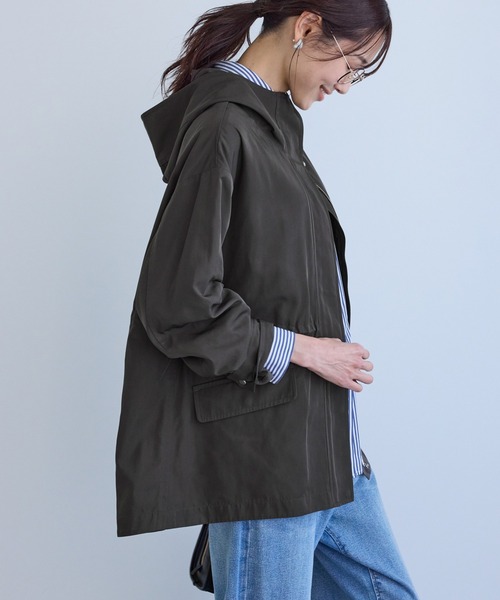 ROPE' PICNIC（ロペピクニック）の「ミドル丈マウンテンパーカー スプリングコート/花粉ガード・撥水（マウンテンパーカー・レディース・ダークブラウン/ライトグレー/チャコールグレー/ネイビー・FREE）」の2枚目の写真
