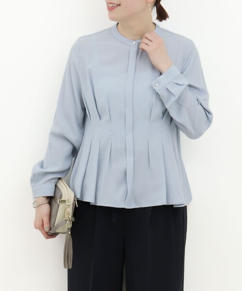 MICO COULIER（ミコクリエ）の「TRピケタックブラウス（シャツ/ブラウス・レディース・ネイビー/オフホワイト/サックスブルー・38）」の3枚目の写真